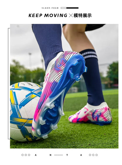 New Men’s Football Boots Outdoor Sneakers High-Quality Grass Cleats Soccer Shoes Boys Match Hot-Selling Non-Slip High-Top Light