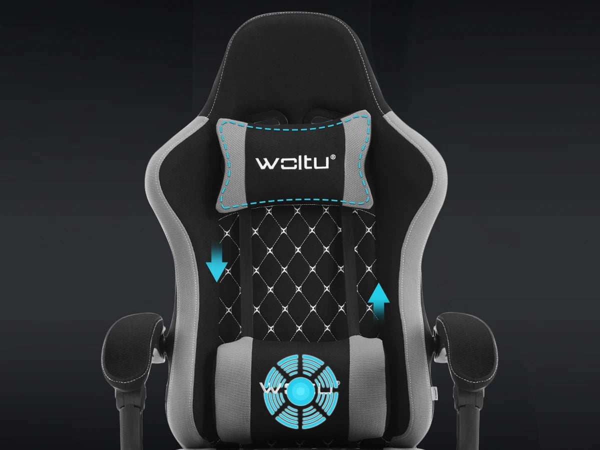 WOLTU Massage Gaming Chair Ergonomic Swivel Computer Chair with Pillow & Footrest Adjustable Headrest Lumbar Support Gamer Chair