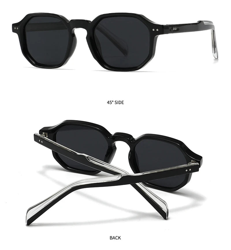 SHAUNA New Polygon Square Men Polarized Sunglasses Retro Rivets Women Blue Green Shades UV400
