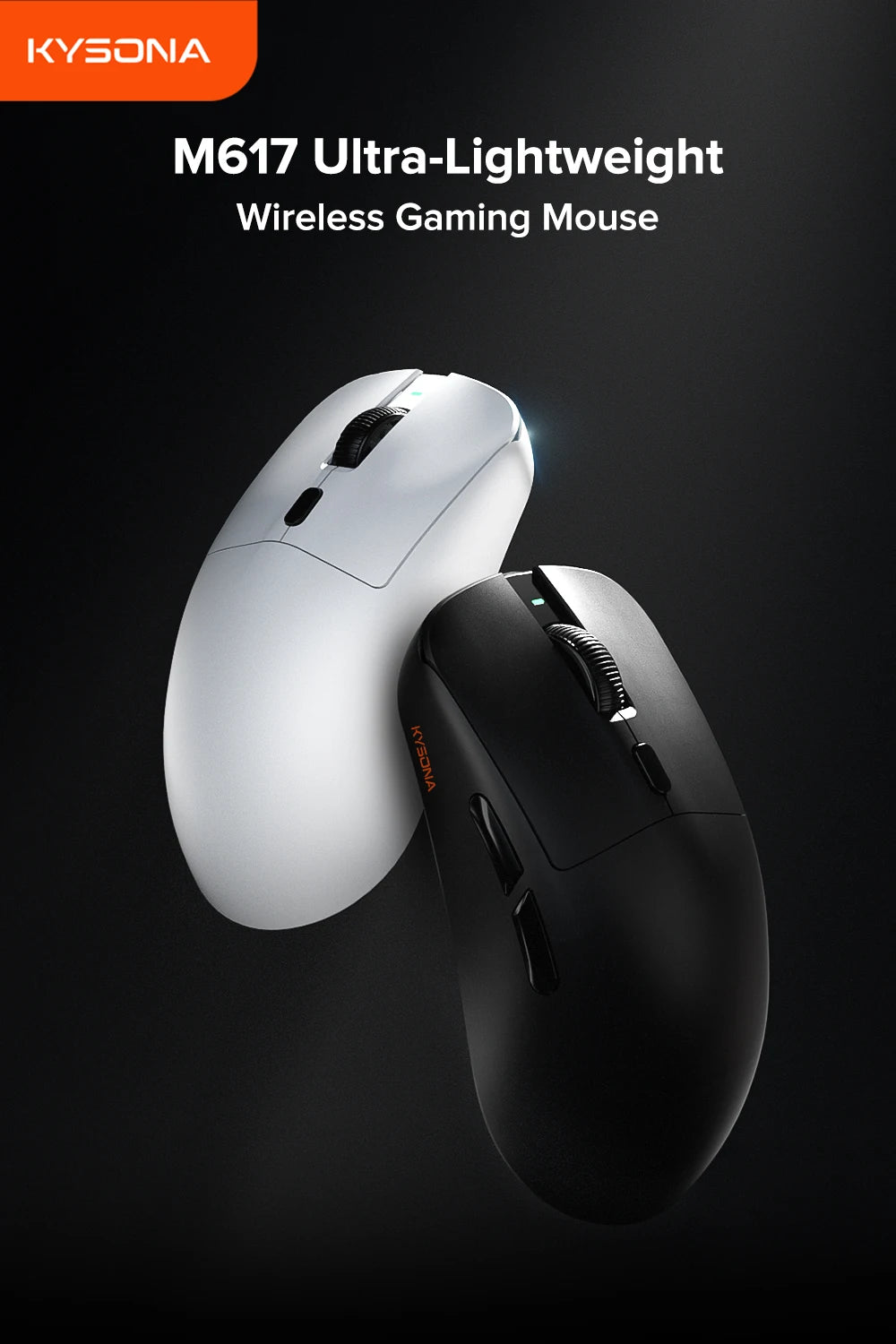 KYSONA M617 Wireless Mouse Ergonomics Tri-mode Rechargeable 2.4G 59g Lightweight E-sports PAW 3395 DPI 26K Gaming Mouse For PC