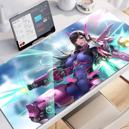 Anime-tyylinen pelityttö Overwatch -suuri hiirimatto 900x400 kannettavalle ja toimistoon, kuminen pehmeä pöytämatto, tietokoneen näppäimistölle, HD-painatus, XXL-hiirimatto