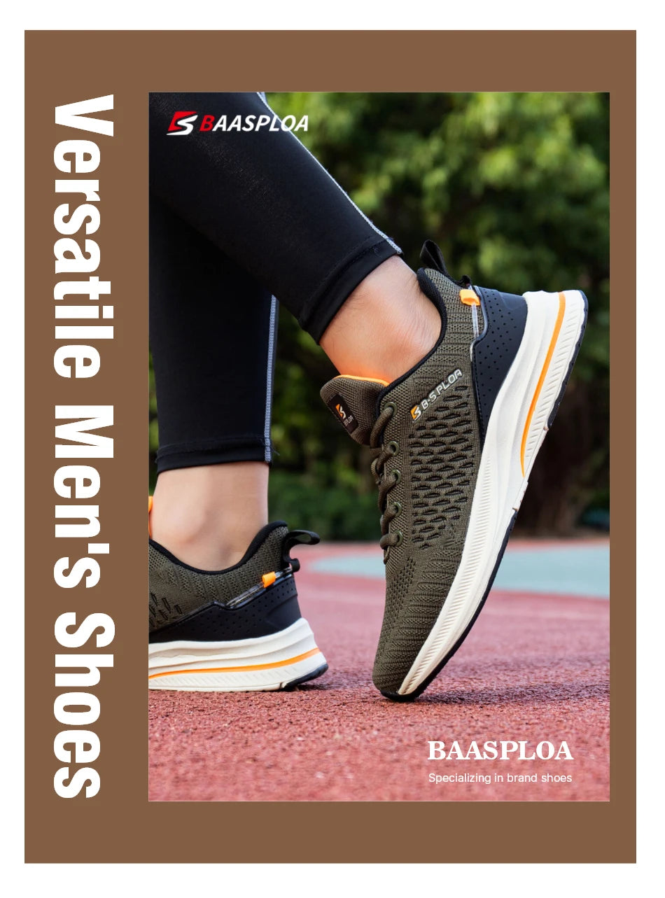Baasploa Herren-Laufschuhe, neue atmungsaktive Mesh-Sport-Sneaker, Übergrößen 41-48, klassische Freizeitschuhe für Herren, rutschfest, Outdoor-Komfort
