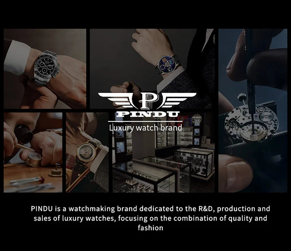 PINDU Design New stainless steel Mechanical Watch Men TOP-Luxury Sapphire Mirror Miyota 8215 Movement Waterproof Automatic Watch