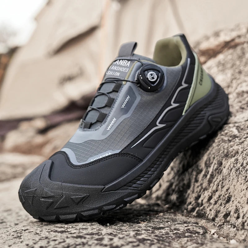Sneakers da trekking da uomo con fibbia girevole, scarpe da escursionismo con suola spessa per attività all’aperto, scarpe sportive da uomo, comode e antiscivolo, ideali per arrampicata e passeggiate