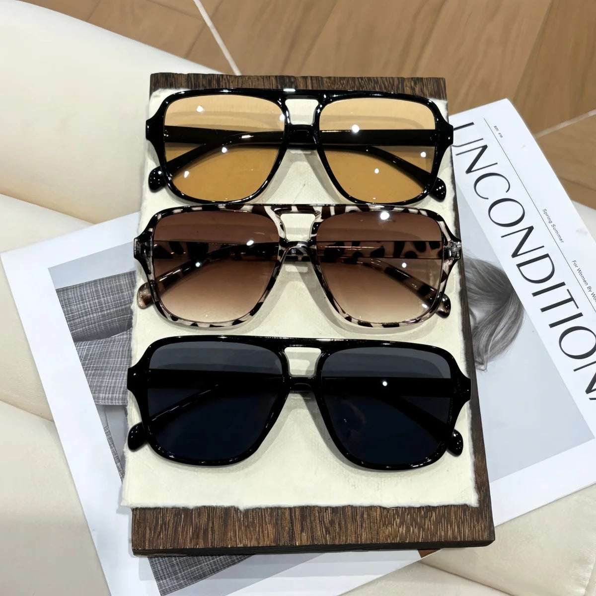 3pcs European and American retro style men's and women's fashionable sunglasses trend versatile summer sun shading and UV protec