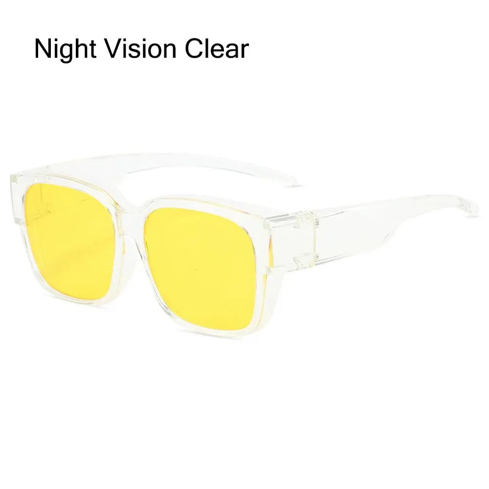 Polarized Fit Over Glasses Sunglasses for Women Men, Trendy Square Wrap Around Shades for Driving Riding, UV Protection