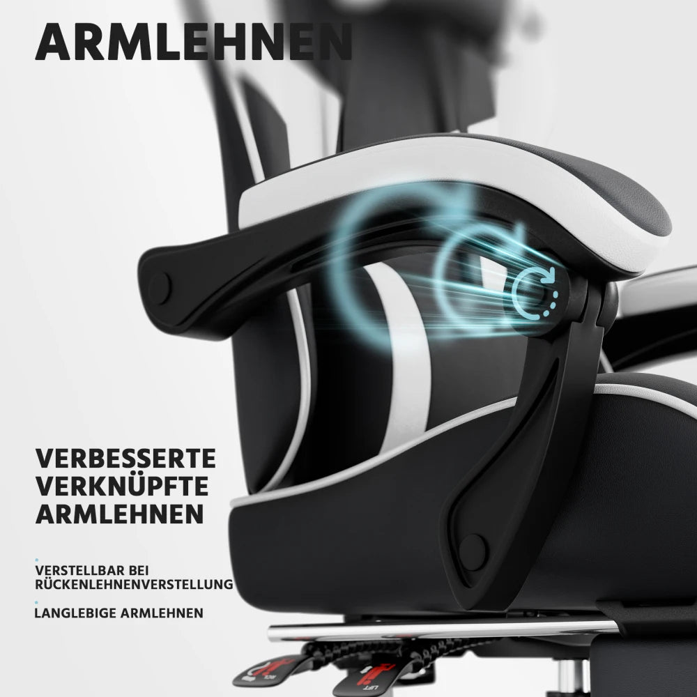 Ergonomic Computer Gaming Chair with Waist Support, Breathable PU Leather Office Chair, Seat Height and Backrest Adjustable
