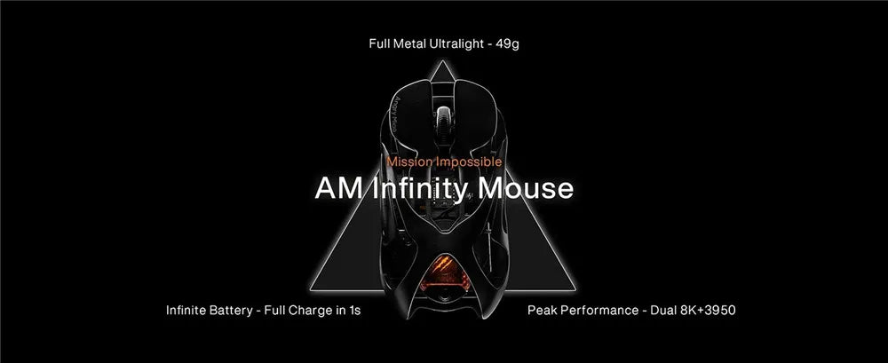 Ratón gaming inalámbrico Angry Miao Infinity de metal ultraligero hueco, intercambiable en caliente, PAW3950, doble 8K, con cable y trimodo