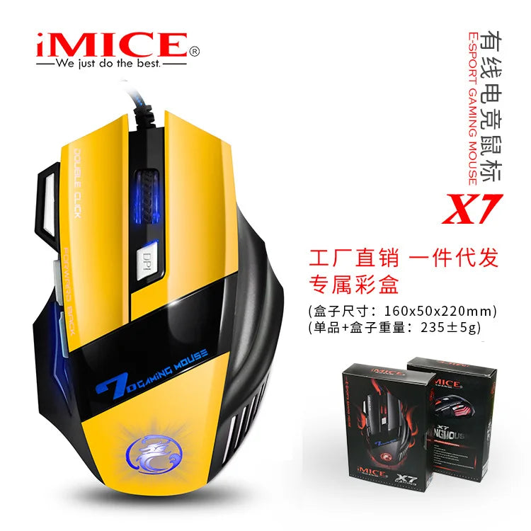 IMICE X7 Optical Gaming Mouse  Adjustable DPI Ergonomic Anti Slip Design Colorful Luminuse Suitable for DesktopComputers  Laptop