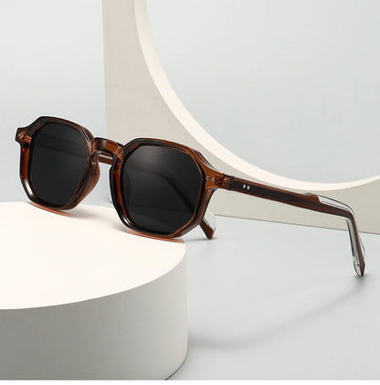 SHAUNA New Polygon Square Men Polarized Sunglasses Retro Rivets Women Blue Green Shades UV400