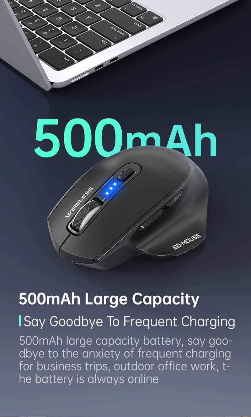 Wireless Tri-Mode Gaming Mouse 2.4G Dual Receiver Bluetooth With Battery Level Display Portable Universal Office Mouse