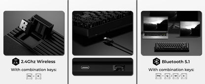 XVX M67 JadeStone Mechanical Keyboard With IMD-Tech Keycaps Hot Swappable Gasket Tri-Mode Custom RGB Wireless Keyboard 65%