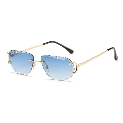 Retro Sunglasses For Men And Women High-End Frameless Fashion UV400 Irregular Cut Lenses Women Sun Glasses