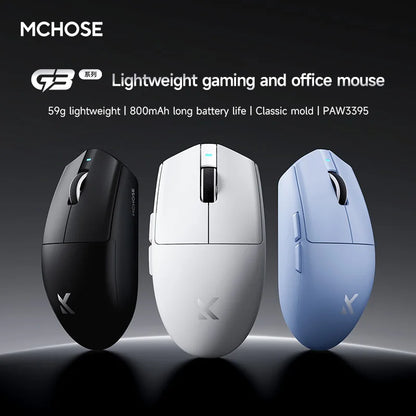 Mouse da gaming wireless MCHOSE G3 V2 Pro Tri-Mode Bluetooth 800mAh ricaricabile, leggero, con ergonomia personalizzata per esports