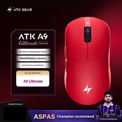 Rato Gaming Sem Fios ATK A9 Plus A9/A9 SE/A9 Pro Tri-Mode 8K Leve A9 Ultimate E-sports PC Presente Personalizado