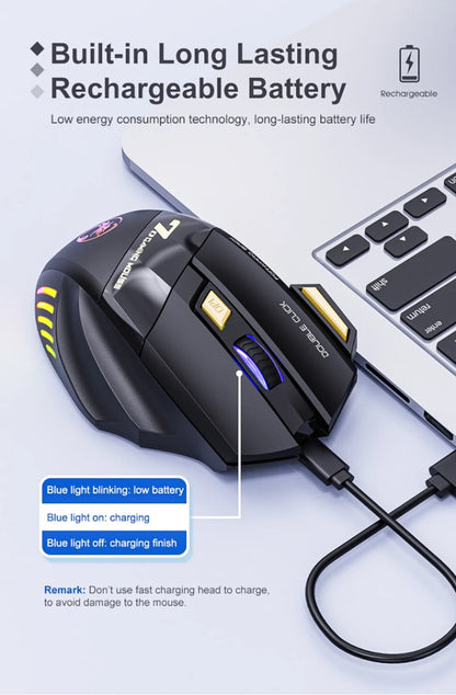 GW 2.4G and Bluetooth Wireless Mouse Silent Rechargeable Breathing Light 7 Keys DPI Adjustable Optical Sensor Mouse Game Office