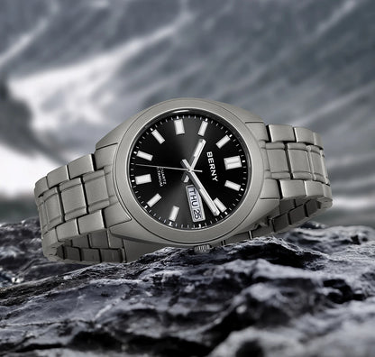 BERNY Titanium Watch for Men Super Light Weight Wristwatch Super Luminous Sapphire 10ATM Waterproof Sport Field Quartz Watches