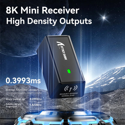 Ratón gaming Attack Shark R6 ultraligero de 38g, PAW3950, tasa de sondeo 8K, inalámbrico, Nordic 52840, 24000DPI, triple modo