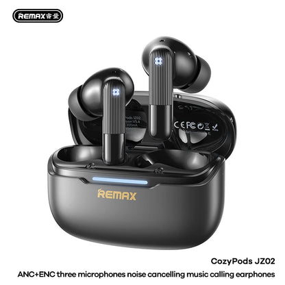 Écouteurs sans fil Remax ANC, réduction de bruit de 45 dB, 6 micros, ENC, appels HD, Cozypods JZ02, mode gaming, faible latence, 42h