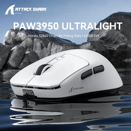 Attack Shark R6 Lightweight Wireless Gaming Mouse with PAW3950 Max Sensor, 8KHz Polling Rate, Bluetooth & Wireless Rechargeable Gaming Mouse