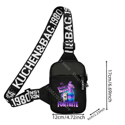 Bolso bandolera para adulto Fortnites, deportivo y casual, ligero, mini bolso para teléfono con estampado de figura de juego de dibujos animados, bolso cruzado de pecho para hombre, regalo