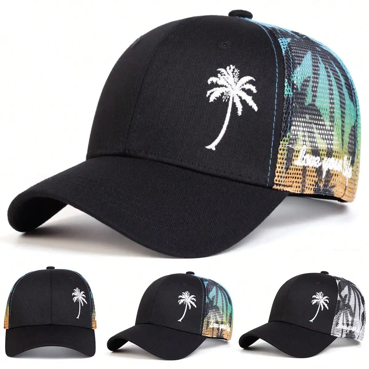 Men's Sun Protection Casual Mesh Cap Coconut Tree Truck Driver Hat gorras de béisbol moto gp baseball caps for men