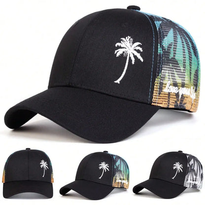 Men's Sun Protection Casual Mesh Cap Coconut Tree Truck Driver Hat gorras de béisbol moto gp baseball caps for men