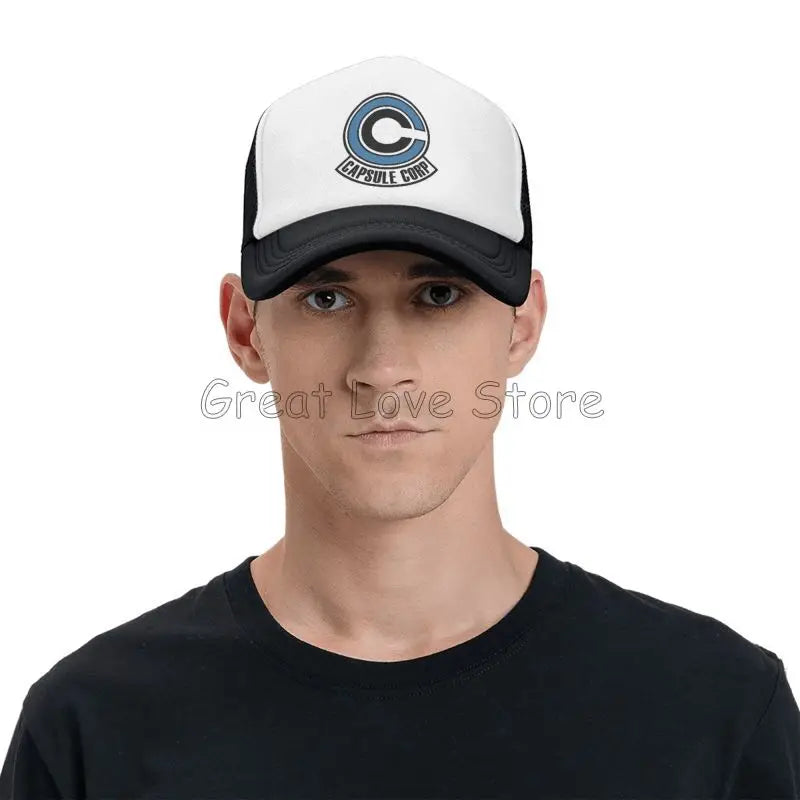 Capsule Corp Cappellini da baseball in rete Unisex Cappellino da camionista in stile hip-hop Cappellino da papà in stile anime DBZ Cappellino da corsa regolabile Cappellini da camionista estivi Cappellini snapback