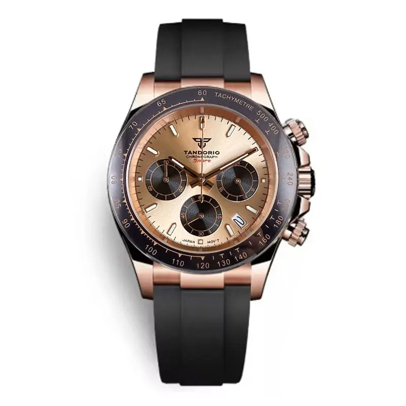 Orologio da uomo Luxury VK63 con movimento al quarzo, cronografo business 39mm in acciaio/oro rosa, datario e quadrante luminoso