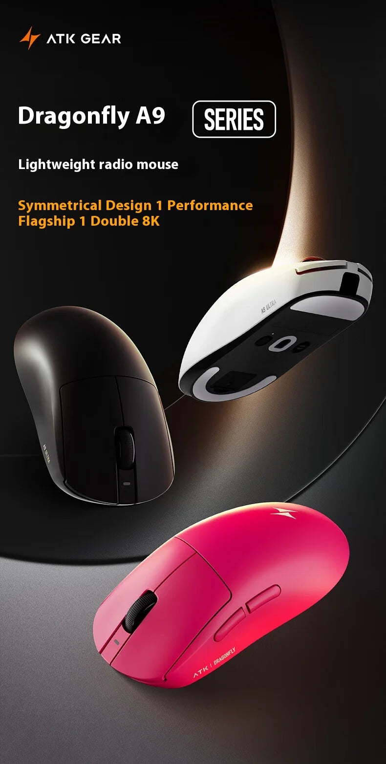 ATK A9 Ultra kabellose Gaming-Maus, Tri-Mode, 8K, 53g, leicht, A9/A9 SE/A9 Plus/A9 Pro Gaming-Maus, E-Sports-PC, personalisiertes Geschenk