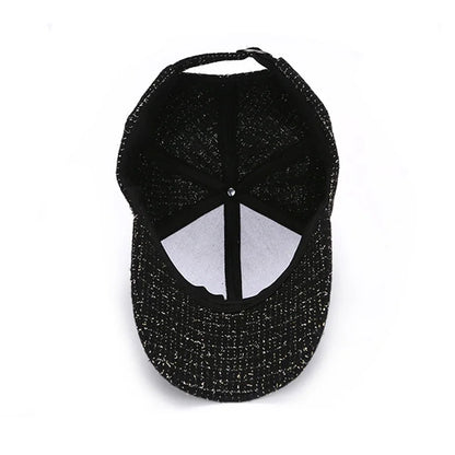 Metal M Patch Baseball Cap Black Elegant Man Hat Lightweight Adjustable Sun Hat For Women Female