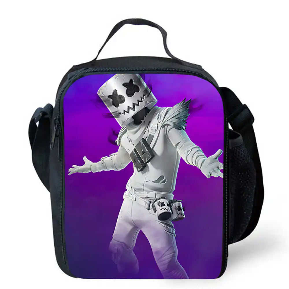 Sacos de Almoço para Crianças, Sacos de Piquenique Escolares Cartoon Fort-nite para Meninas e Meninos, Sacos de Almoço Térmicos para Crianças, Portáteis e Leves