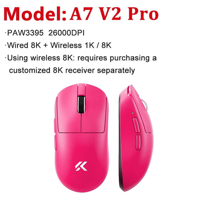 Rato Gaming Sem Fios MCHOSE A7 V2 Ultra / Pro Leve Dual 8000Hz PAW3950 TI 42000DPI para PC e Jogadores de E-sports
