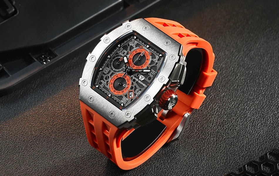 TSAR BOMBA New TB8204 Watch for Men, Japan Quartz Chronograph, 50M Waterproof Wristwatch, Fashion Sport Clock, Luxury Gift