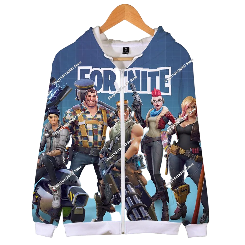 2024 New Game Zipper Hoodie Children's Sweatshirt Fortnite Pullover Sweatshirts Fashion Boys and Girls Clothing