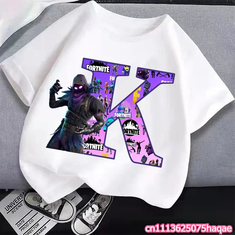 New Fortnites Kids T-shirts Cartoon Letter Graphic T-shirts Boys Girls Summer Casual Sports Short Sleeve Tops Children Clothing