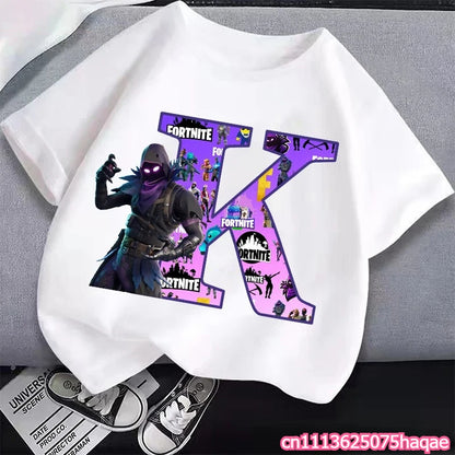 New Fortnites Kids T-shirts Cartoon Letter Graphic T-shirts Boys Girls Summer Casual Sports Short Sleeve Tops Children Clothing