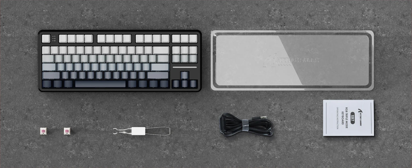 Tastiera gaming meccanica wireless ATTACK SHARK X87, tri-mode BT5.0/2.4GHz/USB-C, tastiera custom hot-swappable con struttura gasket, pre-lubrificata