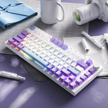 Tastiera meccanica cablata AJAZZ AK820 75%: hot‑swappable, retroilluminazione RGB/bianca/azzurro ghiaccio, controllo con manopola del volume | Per ufficio e gaming