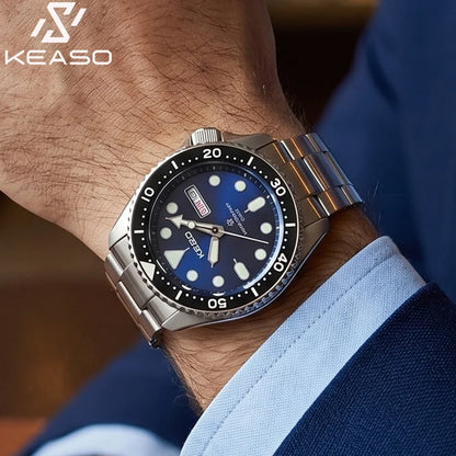 KEASO Top Men Dive Watch C3 Super Luminous 316L Solid Steel 20Bar Waterproof Sapphire Mirror MIYOTA 2035 Quartz Movement Watch