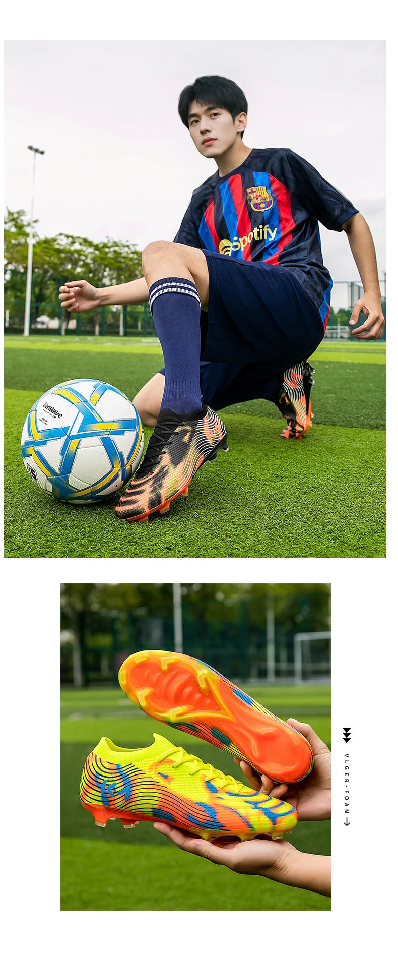 New Men's Soccer Shoes Match Outdoor Sneakers Grass Cleats Hot-selling Football Boots Non-Slip Boys High-quality High-top Light