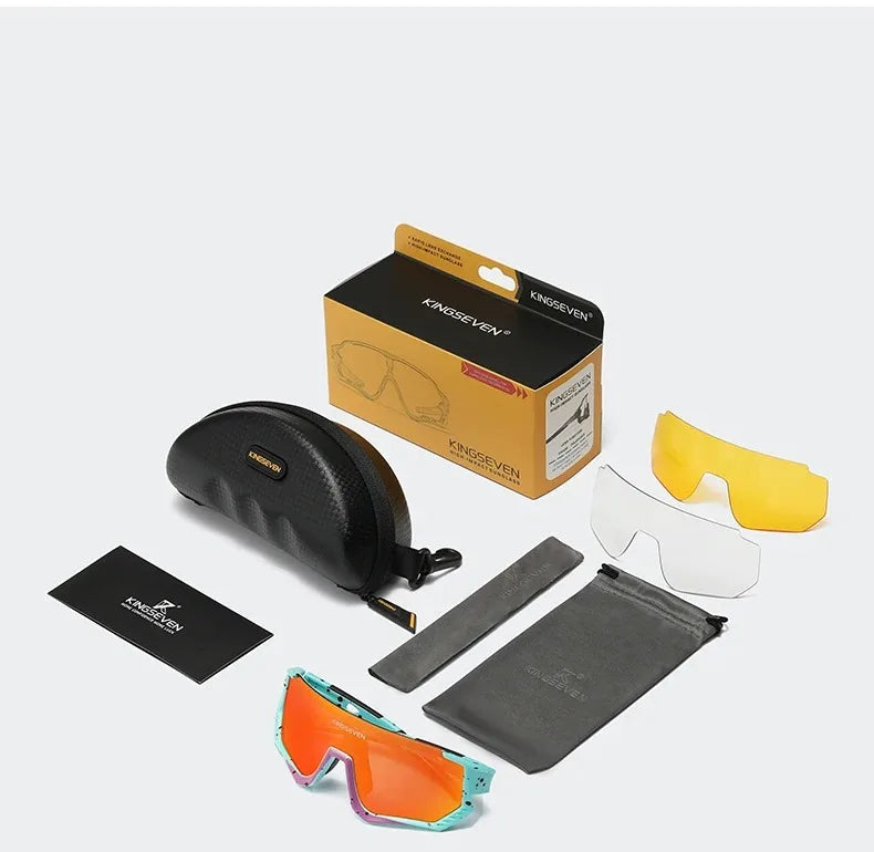 KINGSEVEN Cycling Anti-UV Sunglasses Men Women Bicycle Glasses UV400 Polarized Fishing Bike Climbing Large Frame Sports Eyewear