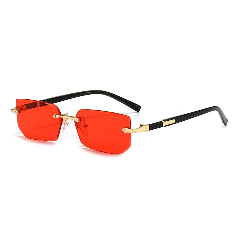 Vintage Rectangle Sunglasses Men New Rimless Fashion Beach Shades Women Trendy Luxury Brand Design Casual Anti-UV Sun Glasses