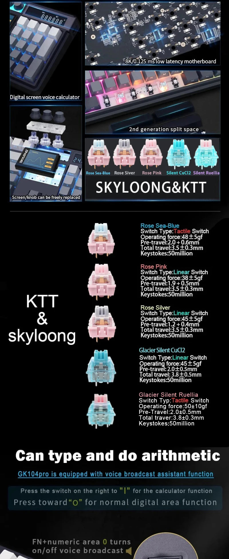 SKYLOONG GK104 Pro Wireless Mechanical Keyboard 100% Custom Keyboard Hot-Swappable Low-noise Switch for PC Gamer Office Accessories