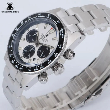 Tactical Frog Men's Business Diving Watch VS75B Quartz Chronograph 316L Steel Sapphire 200M Waterproof C3 Luminous Men's Watch