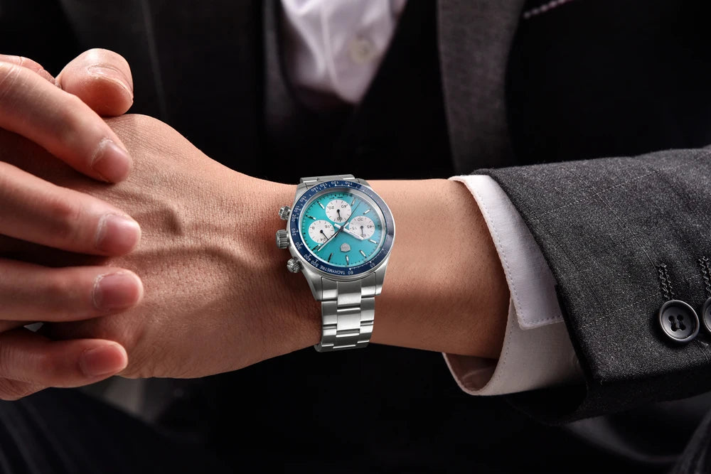 Herreur Rolls Timi Panda – Kvarts-kronograf, luksusmodel, safirglas med antirefleksbehandling, vandtæt, sporty stil