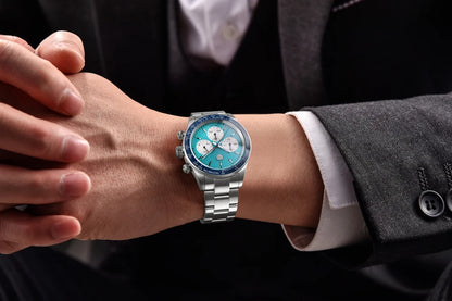 Herreur Rolls Timi Panda – Kvarts-kronograf, luksusmodel, safirglas med antirefleksbehandling, vandtæt, sporty stil