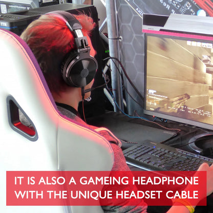 Auriculares gaming inalámbricos Bluetooth 5.2 OneOdio 110H – 110H de autonomía, sonido de graves profundos circumaurales con micrófono, auriculares 2 en 1 con cable e inalámbricos para PC y PS4