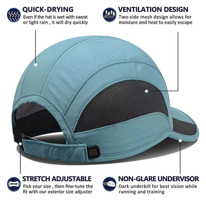 GADIEMKENSD Unisex Quick Dry Sports Cap - Running, Hiking, Golf - Sun Protective Outdoor Cap (Gorra Running, Boné Corrida）