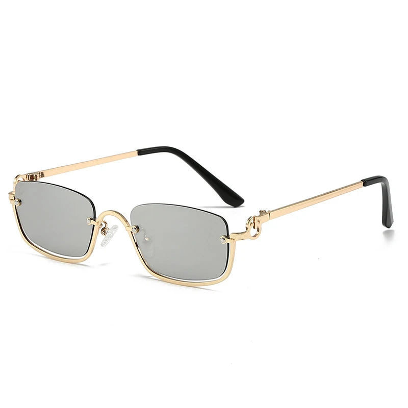 New retro metal small half frame sunglasses fashionable small square frame popular sunglasses brand designer sunglasses UV400